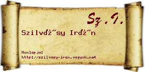 Szilvásy Irén névjegykártya
